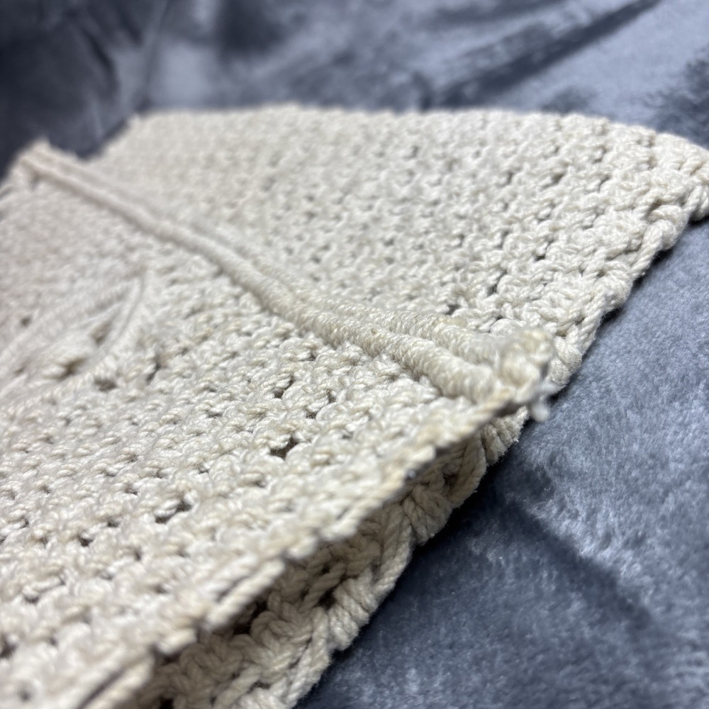 Vintage Macrame Clutch Mister Ernest Cream Cotton Boho 70s Handbag Wallet - Picture 11 of 16